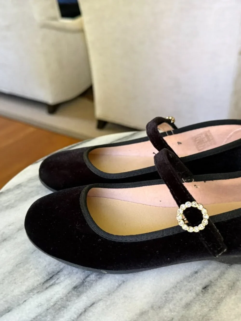 Childrenchic Black Velvet Mary Janes